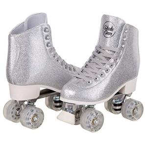 Sparkly Retro Glitter Silver Quad Roller Skates