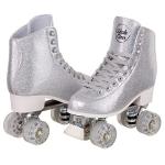 Sparkly Retro Glitter Silver Quad Roller Skates