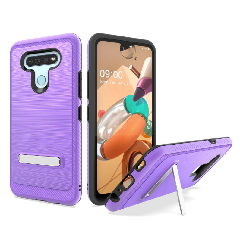 LG K51 Slim Kickstand Case with Tempered Glass