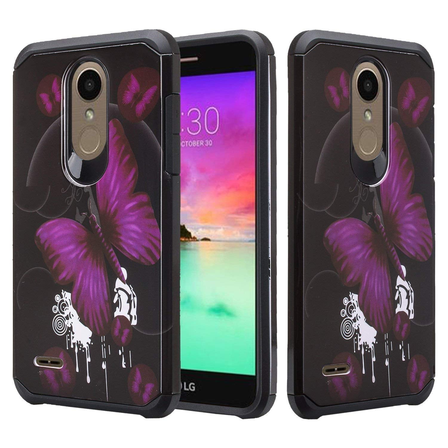 LG Stylo 4/Q Stylus Dual Layer Case - Purple Butterfly