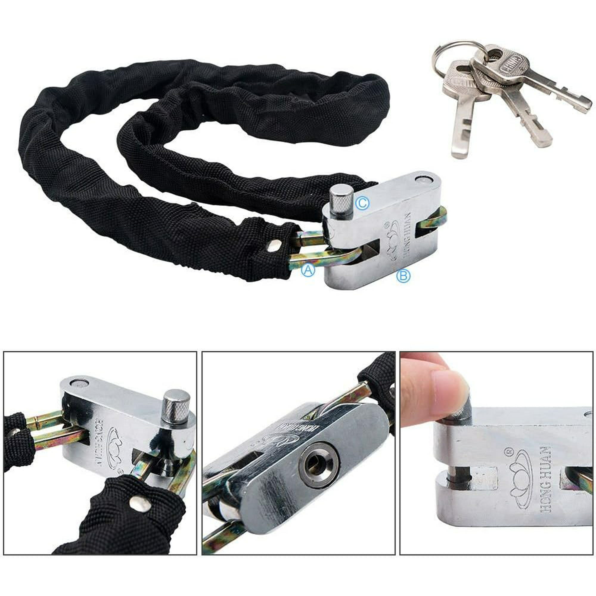 Heavy-Duty Bike Lock Chain with Keys - 130cm