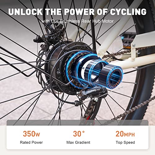 Viribus Women's Electric Bike with Basket, 40+ Mile Range