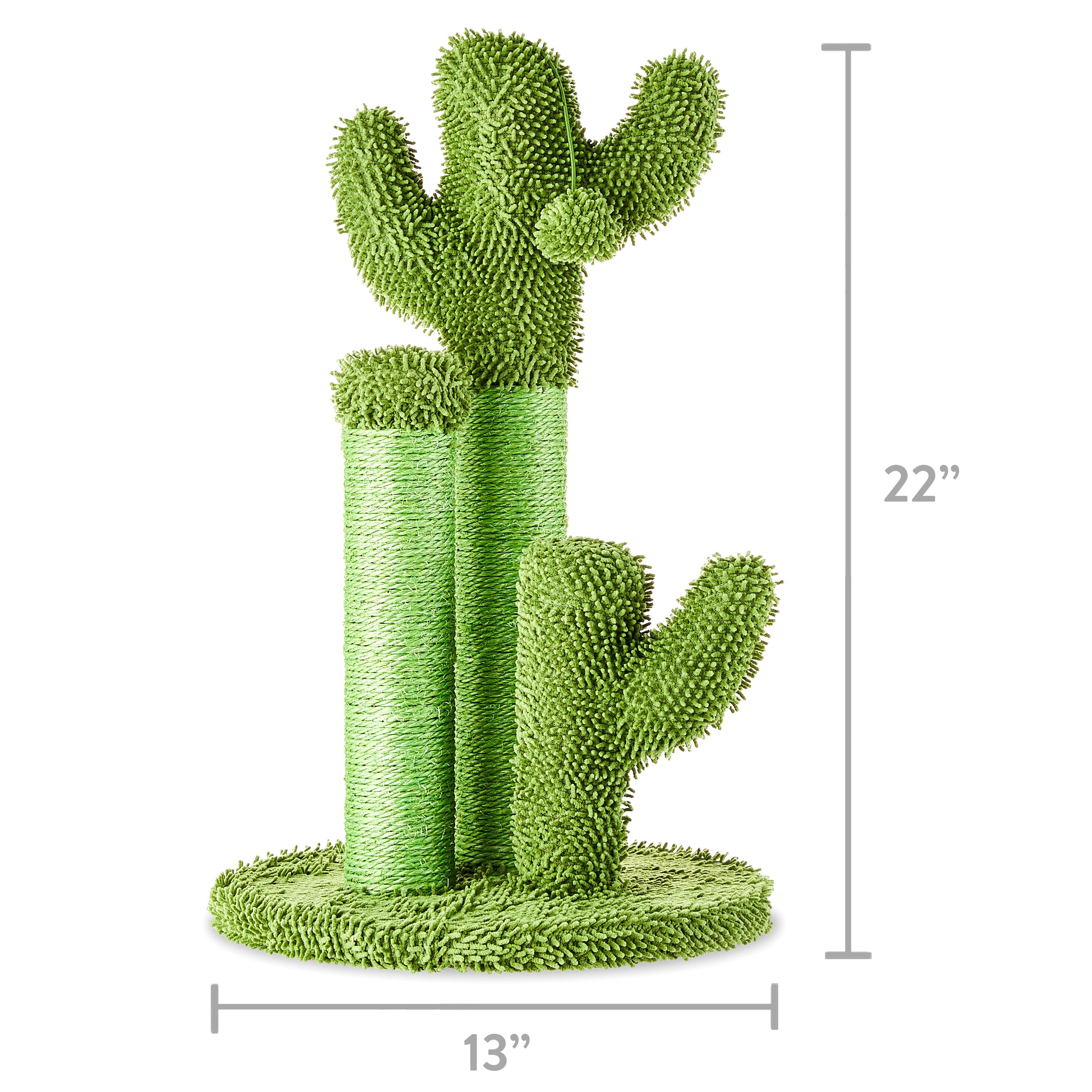 Green Cactus Cat Scratching Post with Toy Ball