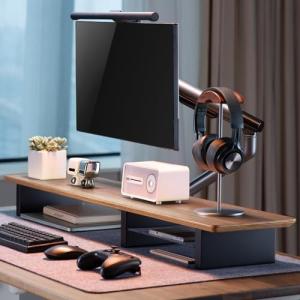 Walnut Monitor Stand for Dual Monitors, 44-Inch