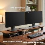Walnut Monitor Stand for Dual Monitors, 44-Inch