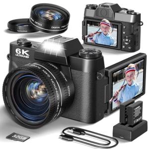 64MP 6K Vlogging Camera with Flip Screen