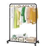 Rolling Clothes Rack with Shelves - Black Organizer