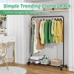 Rolling Clothes Rack with Shelves - Black Organizer