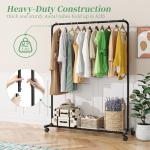 Rolling Clothes Rack with Shelves - Black Organizer