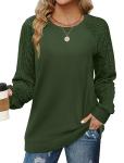 Trendy Green Long Sleeve Crew Neck Sweatshirt