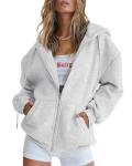 Oversized Zip Up Fleece Hoodie for Women