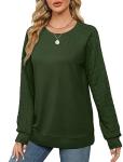 Trendy Green Long Sleeve Crew Neck Sweatshirt