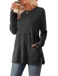 Chic Dark Gray Ribbed Sweater for Work