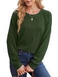 Trendy Green Long Sleeve Crew Neck Sweatshirt