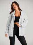 Oversized Zip Up Fleece Hoodie for Women
