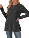 Chic Dark Gray Ribbed Sweater for Work
