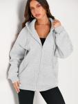 Oversized Zip Up Fleece Hoodie for Women