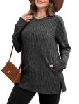 Chic Dark Gray Ribbed Sweater for Work