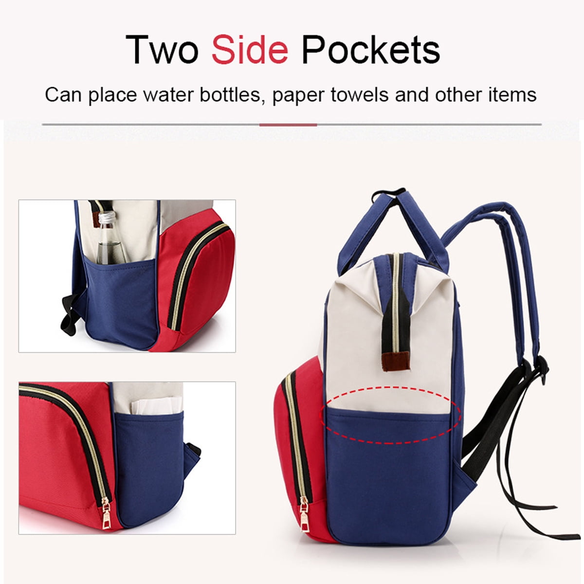 Multifunctional Diaper Bag Backpack with Insulated Pockets