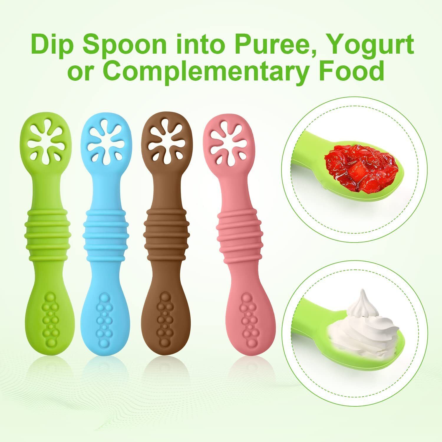 6-Pack Silicone Spoons for Baby Led Weaning