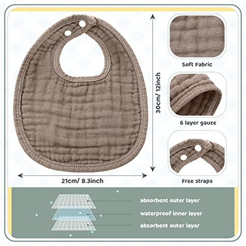 Frienda 6-Pack Absorbent Muslin Bibs for Babies