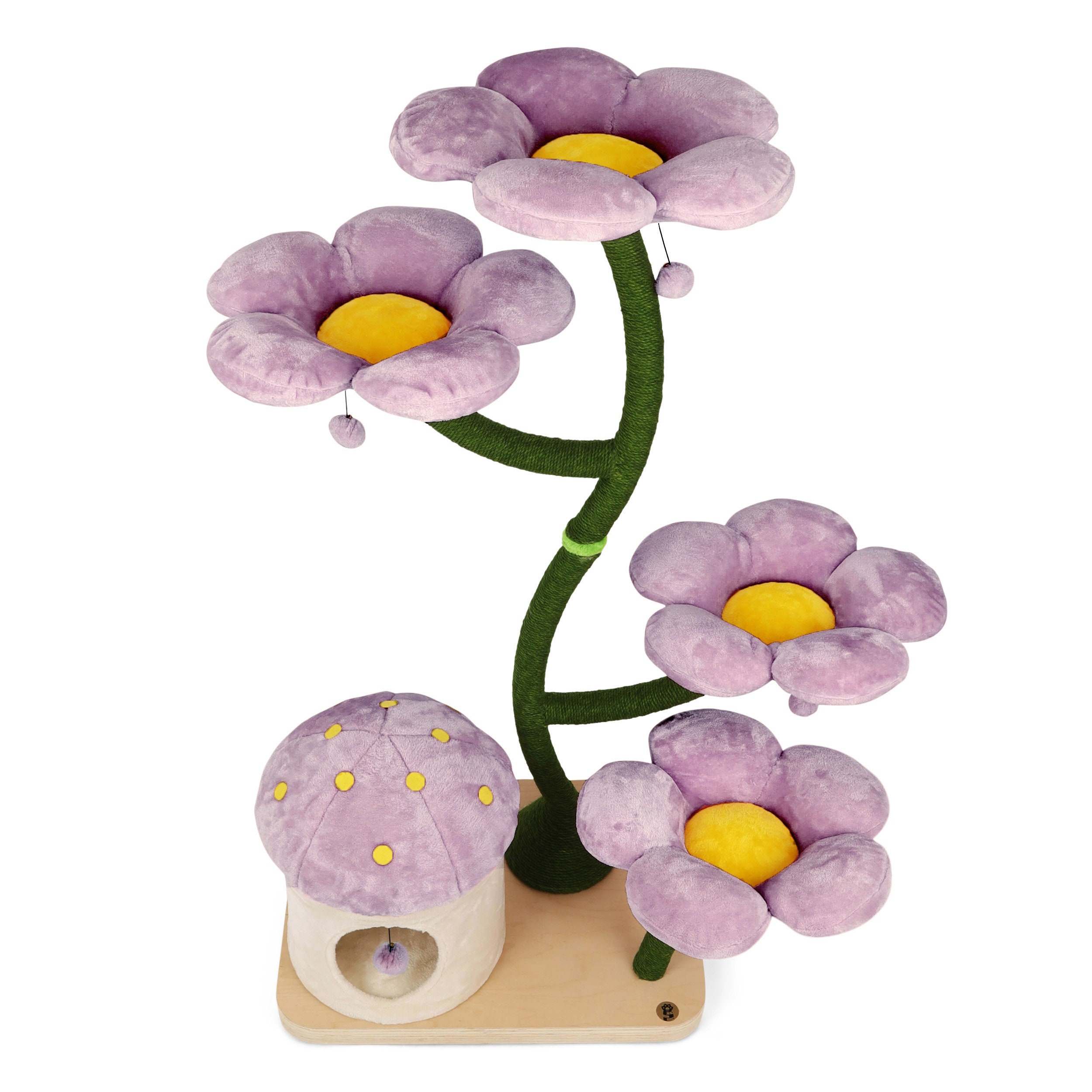 Floral Wooden Cat Tree Tower for Stylish Cats