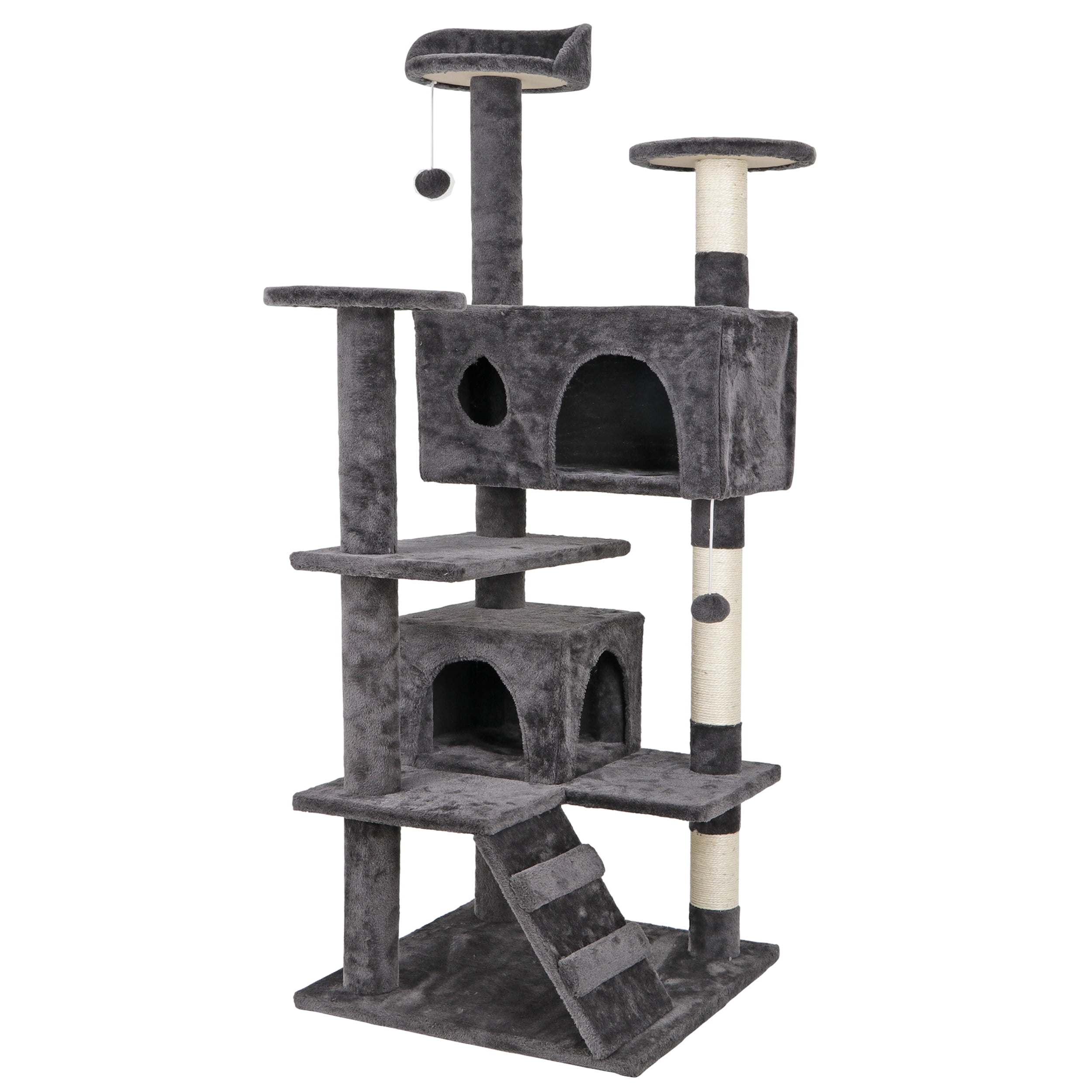 53" Dark Gray Cat Tree with Multi-Level Condos