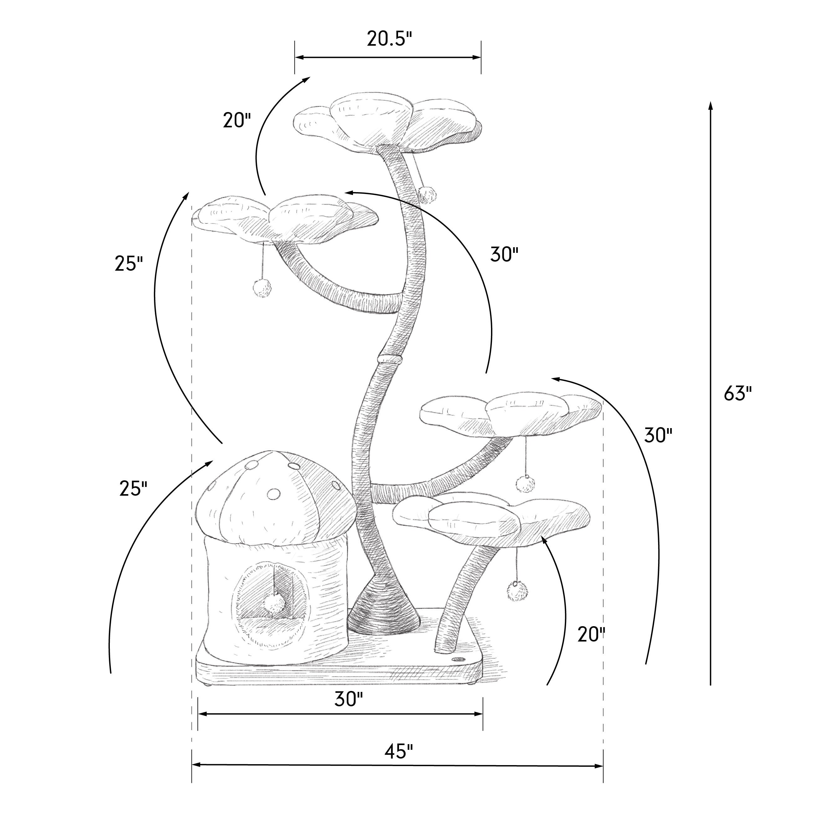 Floral Wooden Cat Tree Tower for Stylish Cats