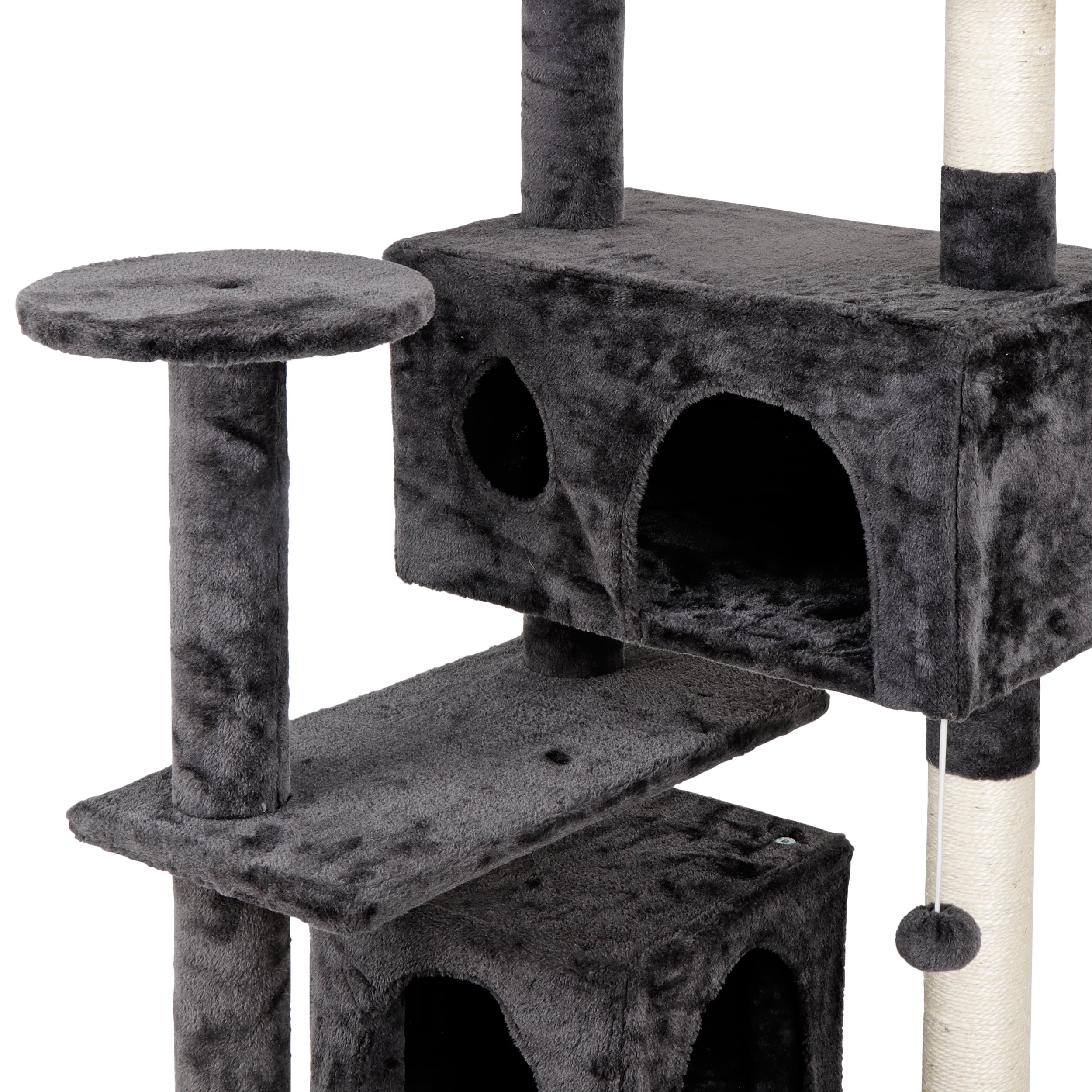 53" Dark Gray Cat Tree with Multi-Level Condos