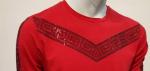 Men's Red Long Sleeve T-shirt with Greek Key