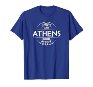 Athens Greece Blue Crew Neck T-Shirt