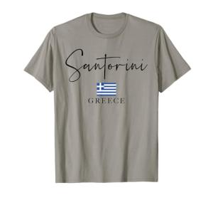 Santorini Island Greece Flag Vacation T-Shirt