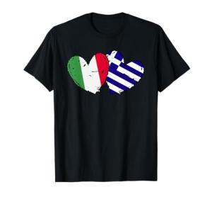 Italy and Greece Heart Flag T-Shirt