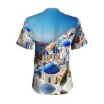 Santorini Sea View Print Casual Women's T-Shirt