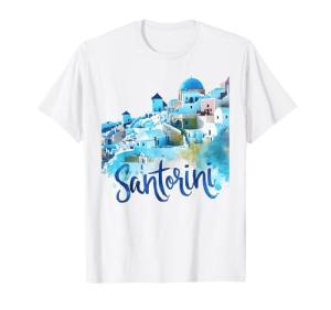 Santorini Watercolor Beach T-Shirt