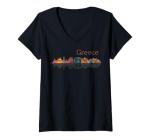 Greece Travel V-Neck T-Shirt for Women