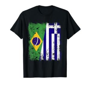 Greece Brazil Half Flag Heritage T-Shirt