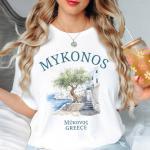 Mykonos Island Funny Print Unisex Cotton T-Shirt