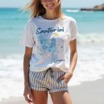 Santorini Beach Vacation T-Shirt for Women