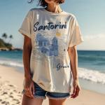 Santorini Beach Vacation T-Shirt for Women