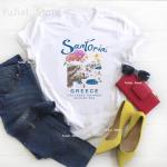 Santorini Flowers Graphic Print Women's T-Shirt