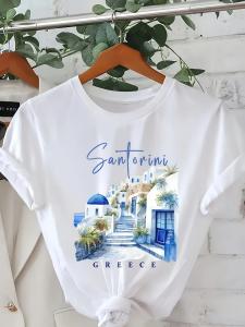 Santorini Greek Pattern Women's T-Shirt - Casual Style