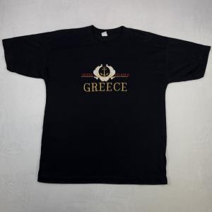 Men's Black T-Shirt with Greek Islands and Anchor