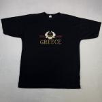 Men's Black T-Shirt with Greek Islands and Anchor