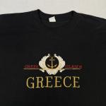 Men's Black T-Shirt with Greek Islands and Anchor