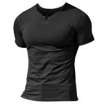 Greek-Inspired Black V-Neck Short Sleeve T-Shirt