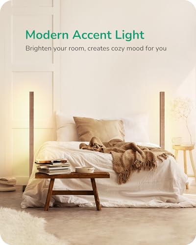 Dimmable Wood LED Corner Floor Lamp