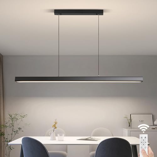 Minimalist Black Linear Pendant Light - Dimmable LED