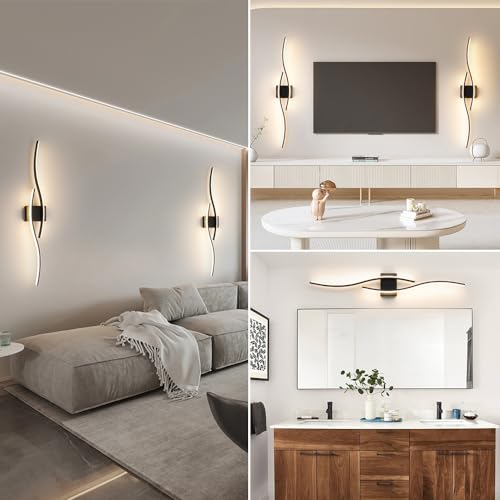 Daunton Black LED Wall Sconces with Remote