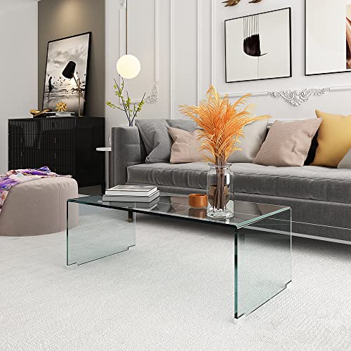 IANIYA Modern Tempered Glass Coffee Table